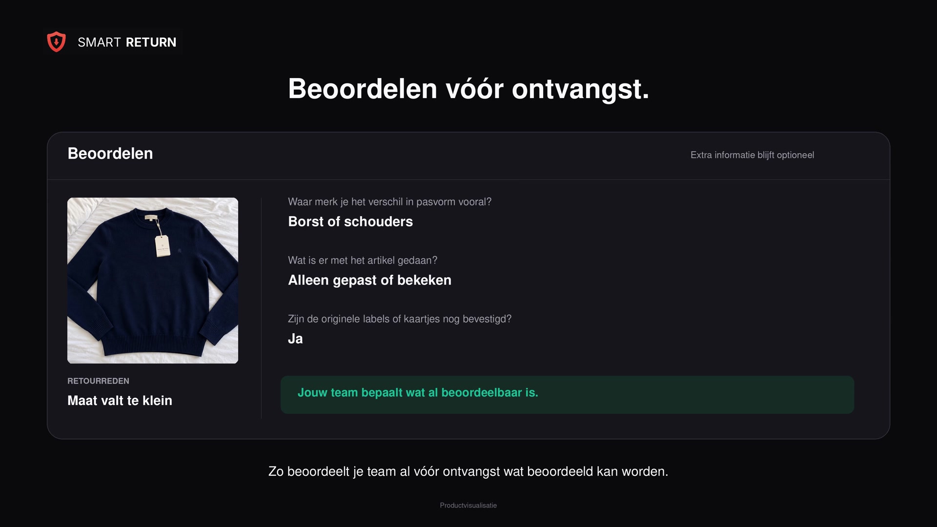 Voorbeeld van een retourbeoordeling in Smart Return